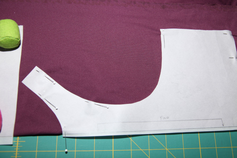 Pattern Pinned to Fabric for cutting out